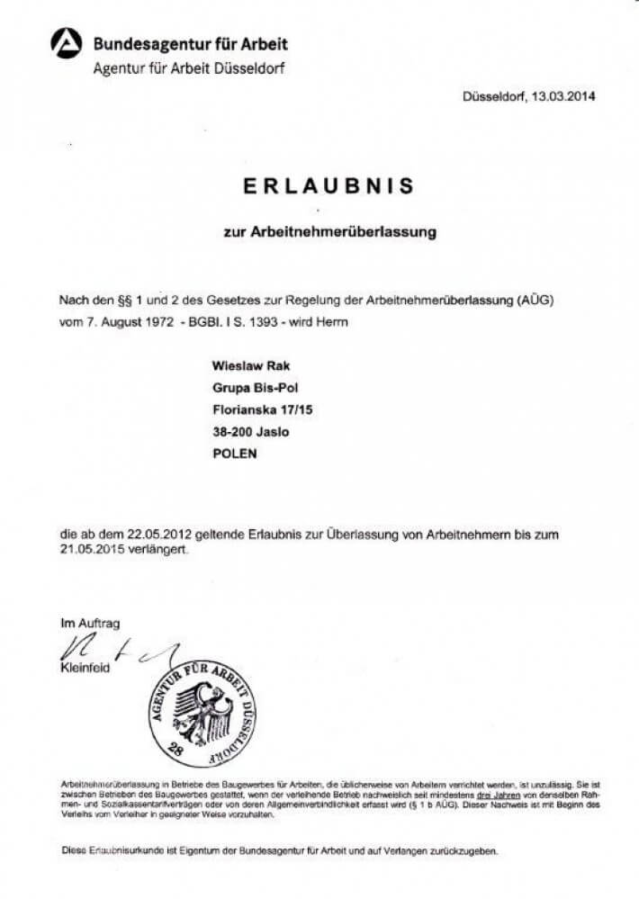 german certificate Certificat Erlaubnis allemand